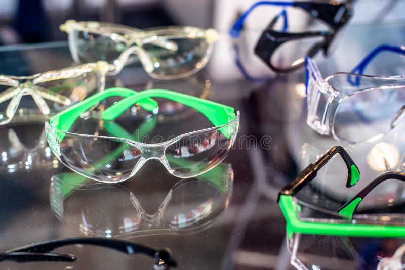 Set of Goggles for Workers. Safety Glasses for Protect and Safe Eyes . Stock Image Image of