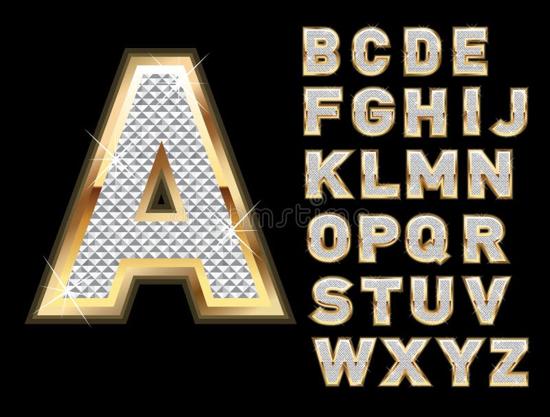 Golden 3d font metallic gold letters luxury Vector Image