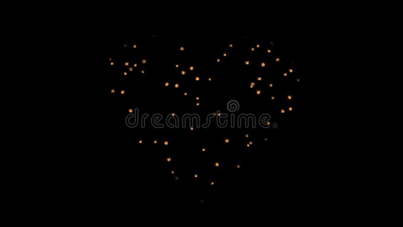 Set of gold fireworks in the shape of a hearts. Alpha channel