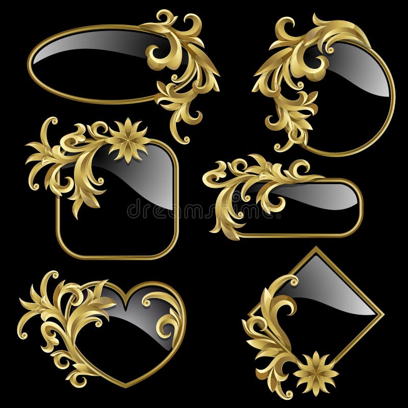 Set from gold frames royalty free illustration