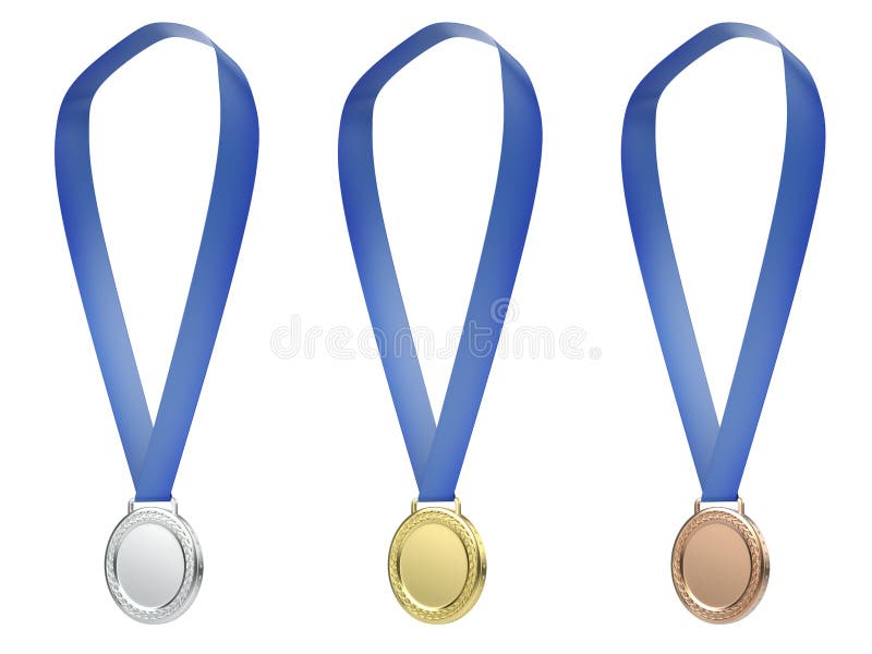 Set of Gold, Silver and Bronze Medals Stock Image Illustration of