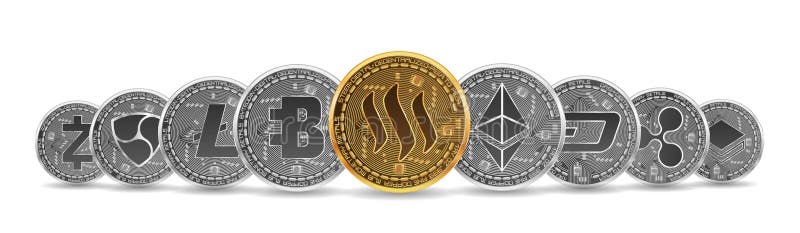 Set of gold and silver crypto currencies