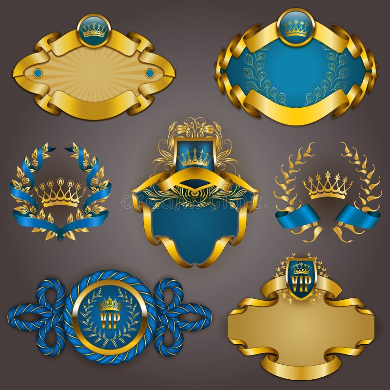 Vip club logo luxury golden badge Royalty Free Vector Image