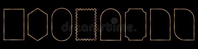 Set golden thin geometric frames. Linear gold elegant frames. Abstract geometric shapes. Luxury gold frames or borders art deco royalty free illustration