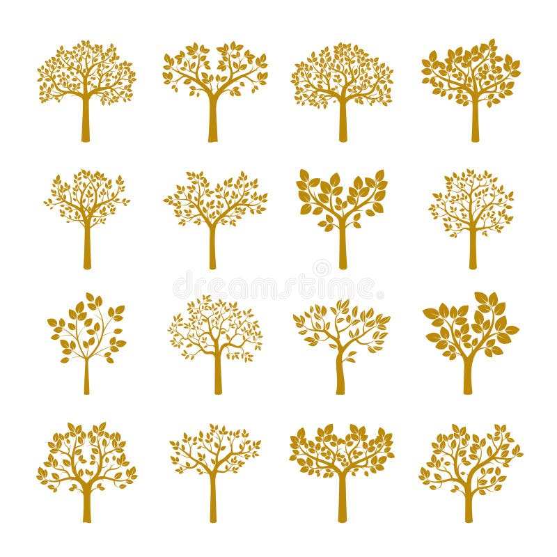Golden Tree on Black Background. Vector Illustration. Stock