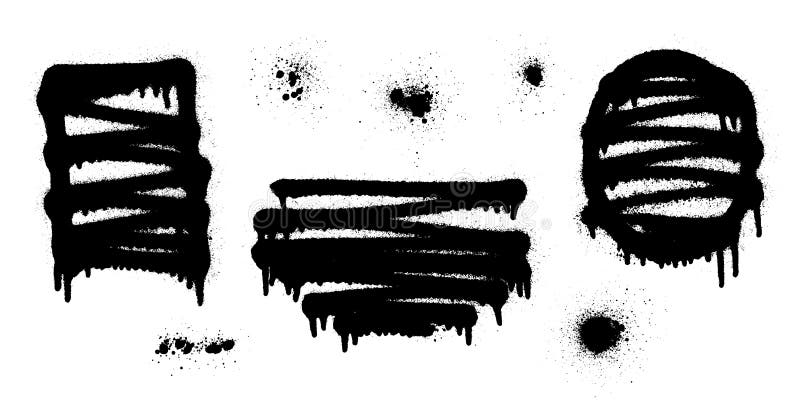 Set of graffiti spray banner. Vector spray paint shapes with smudges royalty free illustration