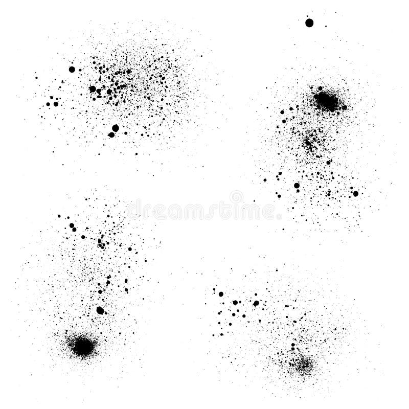 Set of graffiti spray textures. Vector shapes of spray paint with spots royalty free illustration