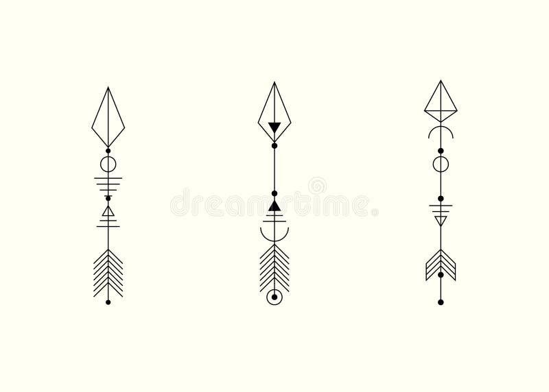 Set of Graphic Arrows for Tattoo Design. Vector Minimalism, Sacred ...