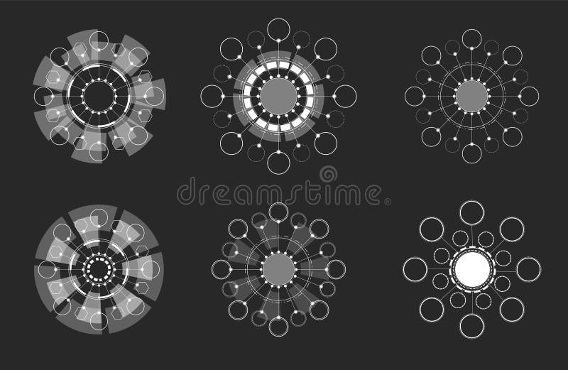 A set of graphic elements with blank windows for inserting different elements. vector illustration