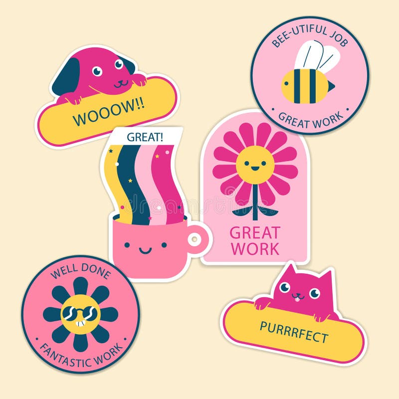 Set of good job and great job stickers Vector illustration Stock Vector  Image & Art - Alamy