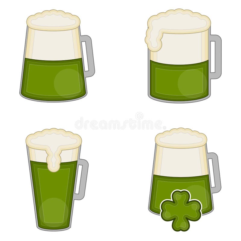 Set of green beer mugs stock vector. Illustration of isolated 175869892