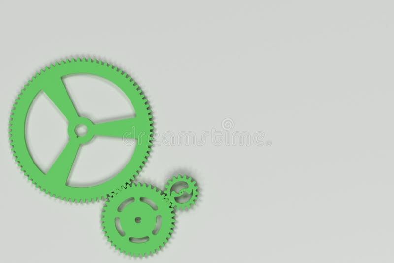 Set of Green Gears and Cogs on White Background Stock Illustration
