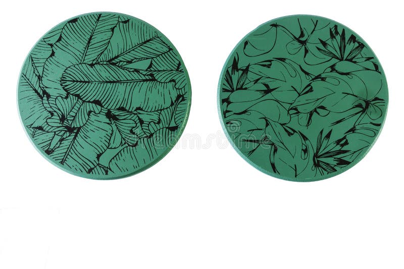 A Set of Green Placemats on a White Background Stock Image Image of