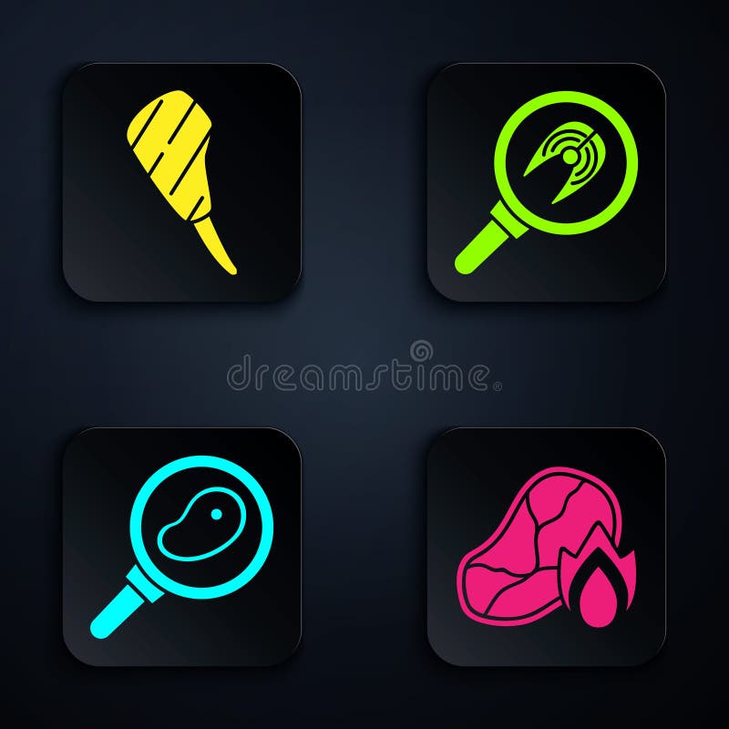 Set Grilled Steak Meat and Fire Flame, Rib Eye Steak, Steak Meat in