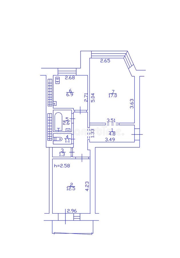 Set Of Groundfloor Blueprints. Floorplan. Stock