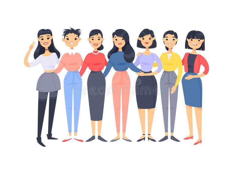 Set of a Group of Different Asian American Women. Cartoon Style Characters. Vector Illustration People Stock Illustration - Illustration of female, international: 142938095 Set of a Group of Different Asian American Women. Cartoon Style Characters. Vector Illustration People Stock Illustration - Illustration of female, international: 142938095