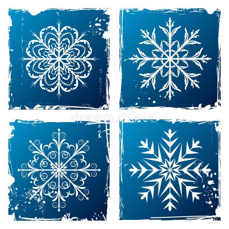 Set grunge snowflake