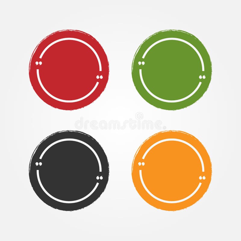 Set of grunge stickers for citations. Round background and frame for text with quotes. Paint, ink, sketch, watercolor. vector illustration Set of grunge stickers for citations. Round background and frame for text with quotes. Paint, ink, sketch, watercolor. vector illustration