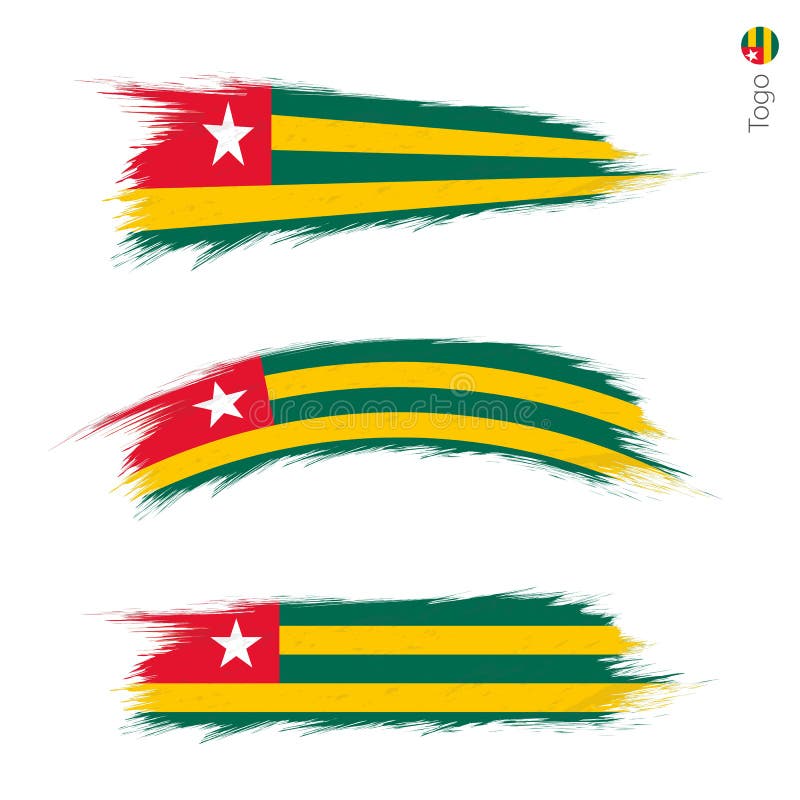 Set of 3 grunge textured flag of Togo royalty free illustration