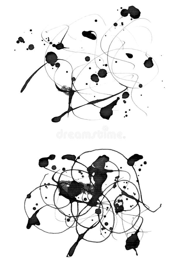 Set of 2 grunge textured ink design elements stock illustration