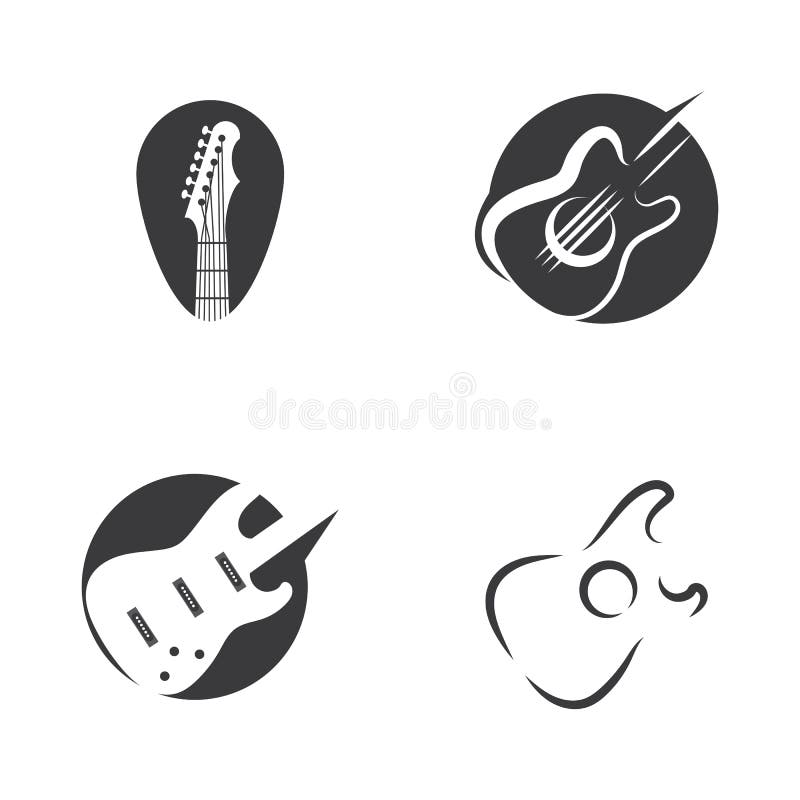 Set Guitar Wave Logo Template vector symbol vector illustration.