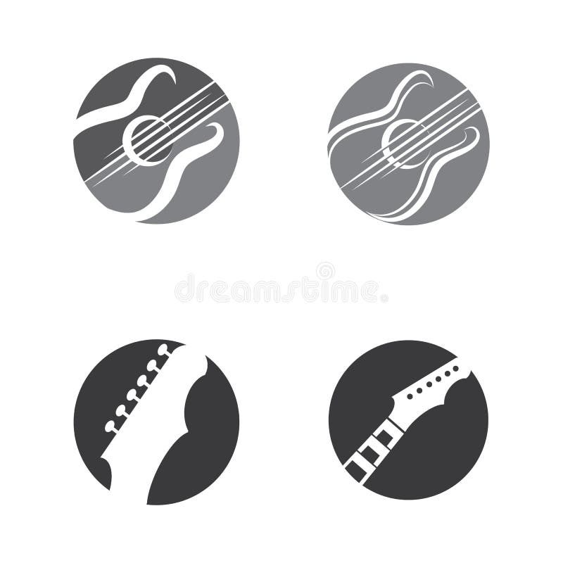 Set Guitar Wave Logo Template vector symbol stock illustration.
