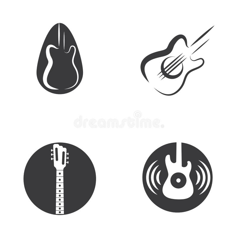 Set Guitar Wave Logo Template vector symbol royalty free illustration.