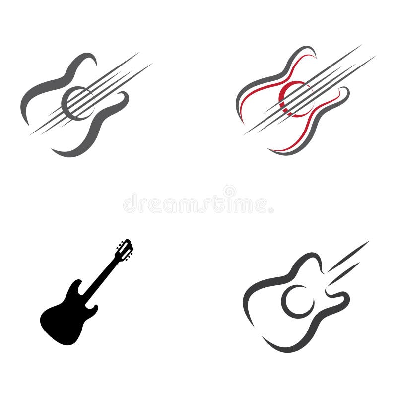 Set Guitar Wave Logo Template vector symbol royalty free illustration.