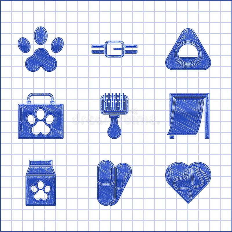 Dogs stuff icon set with accessories for pets Vector Image