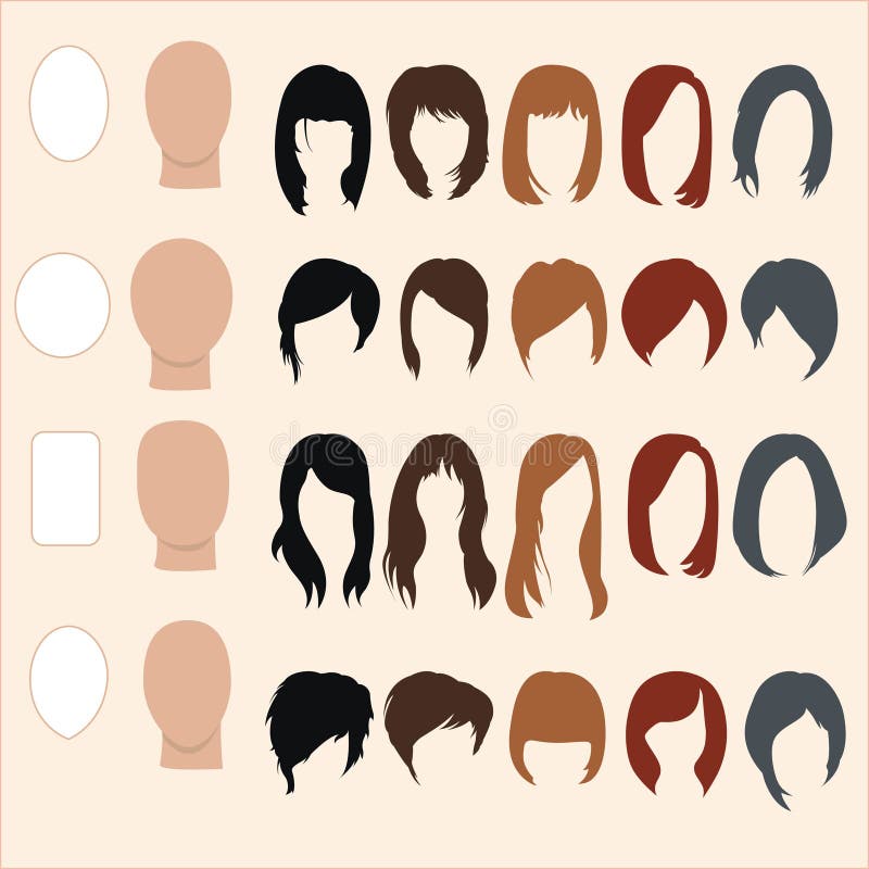 Set of Hairstyles for Different Face Shapes Stock Vector - Illustration of care, hairstyle: 80070175 Set of Hairstyles for Different Face Shapes Stock Vector - Illustration of care, hairstyle: 80070175