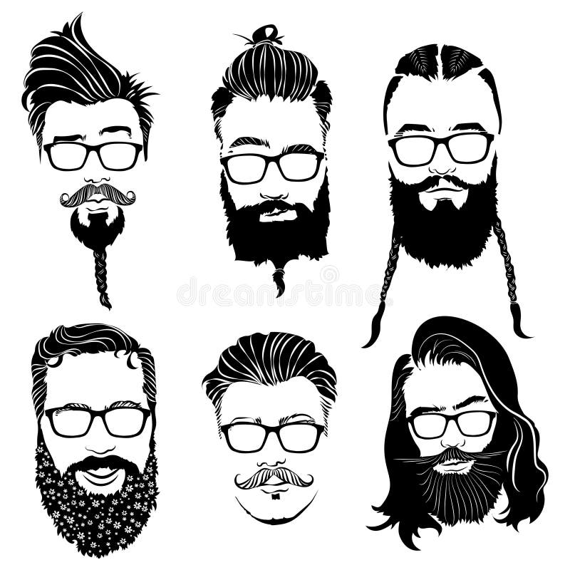 Set of Hairstyles for Men in Glasses. Collection of Black Silhouettes of Hairstyles and Beards Stock Vector - Illustration of beard, icon: 119863600 Set of Hairstyles for Men in Glasses. Collection of Black Silhouettes of Hairstyles and Beards Stock Vector - Illustration of beard, icon: 119863600