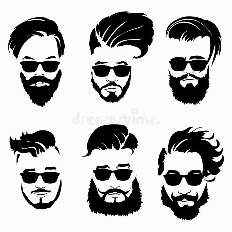 Set of Hairstyles for Men in Glasses. Collection of Black Silhouettes of Hairstyles and Beards Stock Vector - Illustration of fancy, icon: 119863608 Set of Hairstyles for Men in Glasses. Collection of Black Silhouettes of Hairstyles and Beards Stock Vector - Illustration of fancy, icon: 119863608