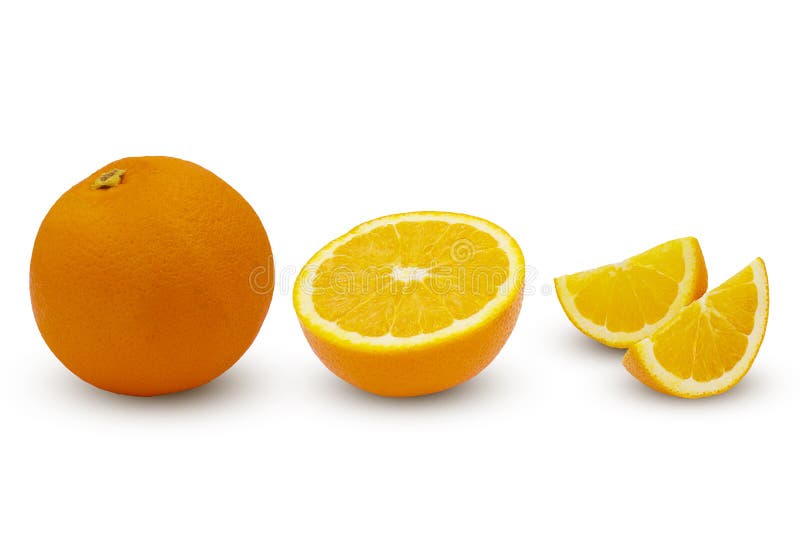 Set of half, slice, piece orange fruits isolated on white background with clipping path royalty free stock images Set of half, slice, piece orange fruits isolated on white background with clipping path royalty free stock images
