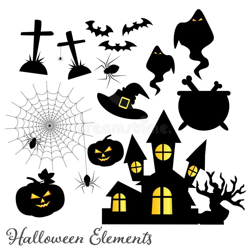 Set of Halloween elements and symbols vector illustration Set of Halloween elements and symbols vector illustration
