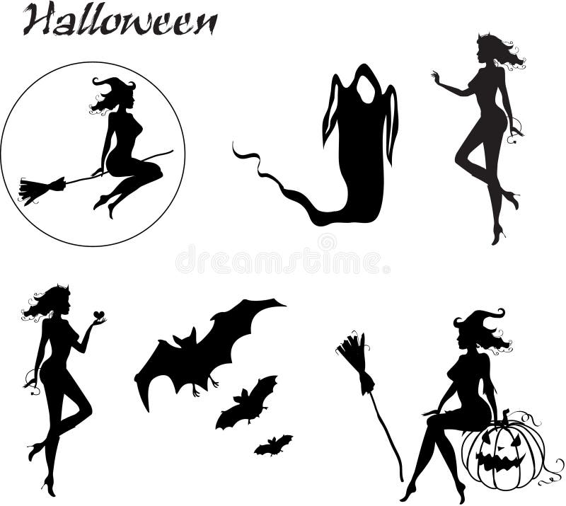 Set of Halloween silhouettes