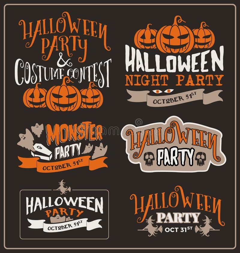 Set Halloweenowy typograficzny projekt