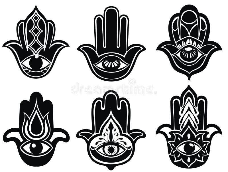 Hand Drawn Indian Hamsa with Ethnic Ornaments. Vector Illustration ...