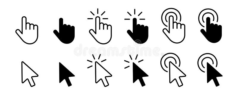 Set of Hand Cursor icons click and Cursor icons click vector illustration