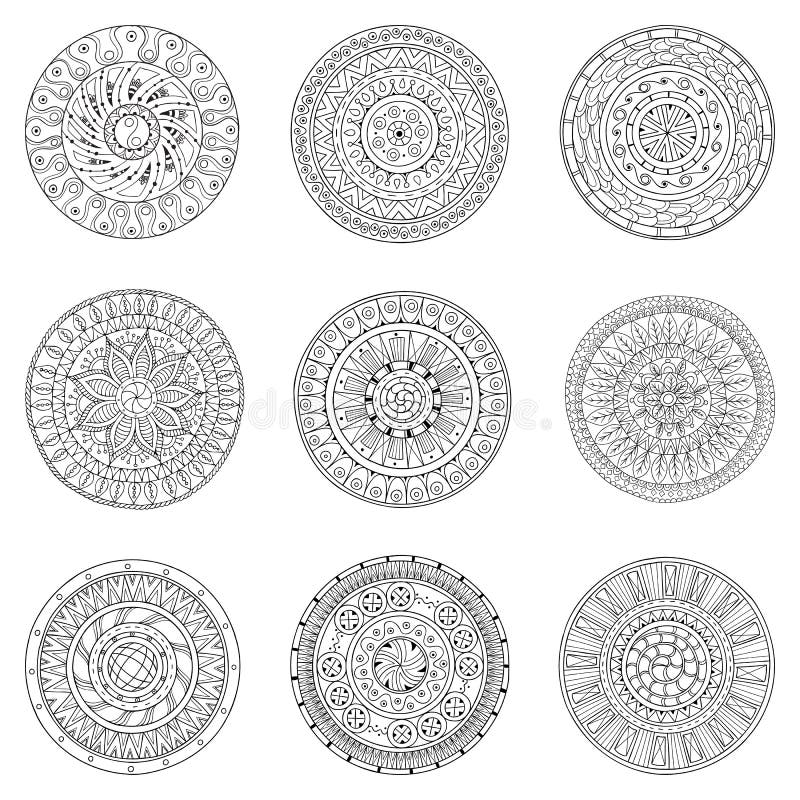Set of mandalas. stock vector. Illustration of indian - 63814042