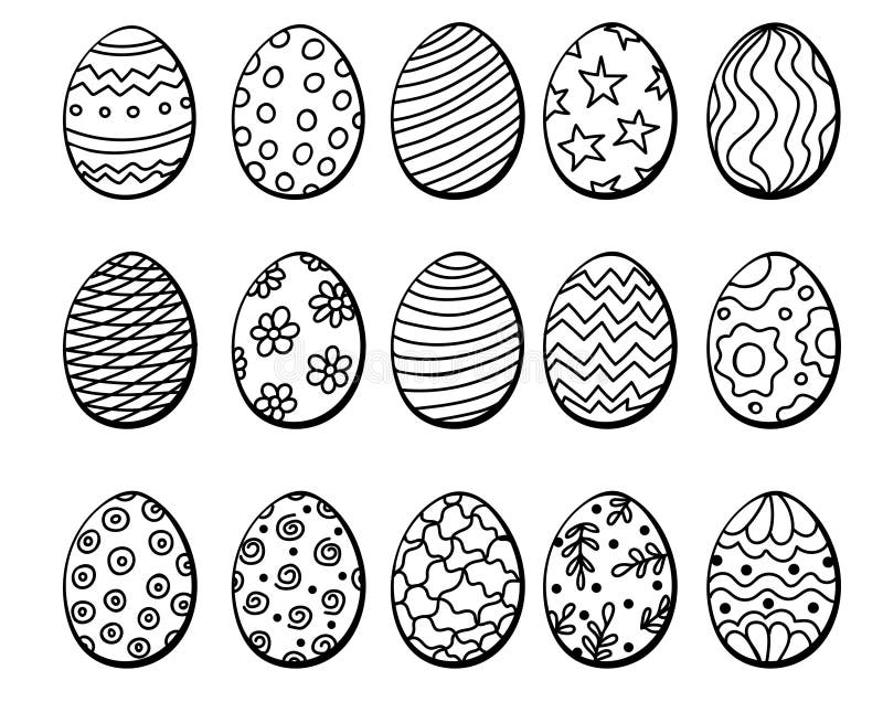 Set of Hand Drawn Easter Eggs Stock Illustration Illustration of
