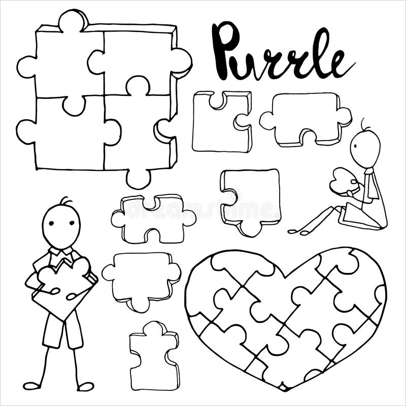 Heart Puzzle Piece Outline Stock Illustrations – 89 Heart Puzzle Piece