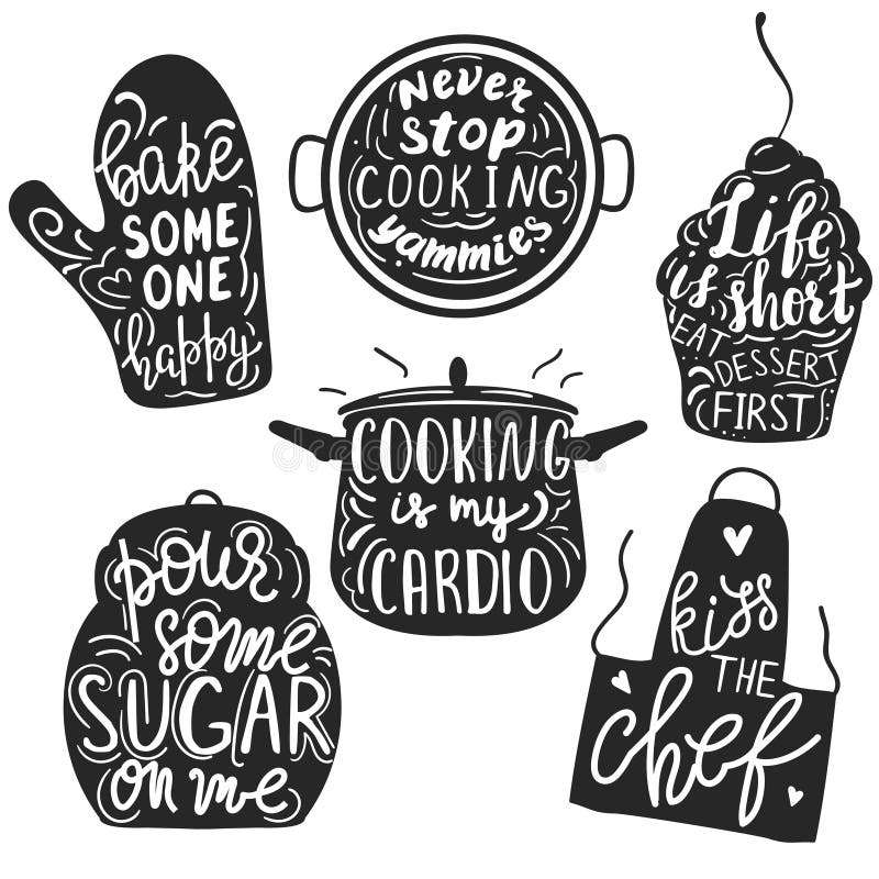 Queen of the kitchen - Funny hand drawn quotes illustration. Funny