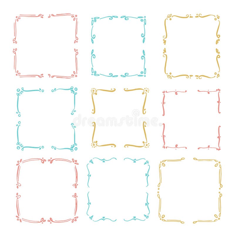 Set Hand Drawn Line Border. Stock Vector Illustration of handdrawn