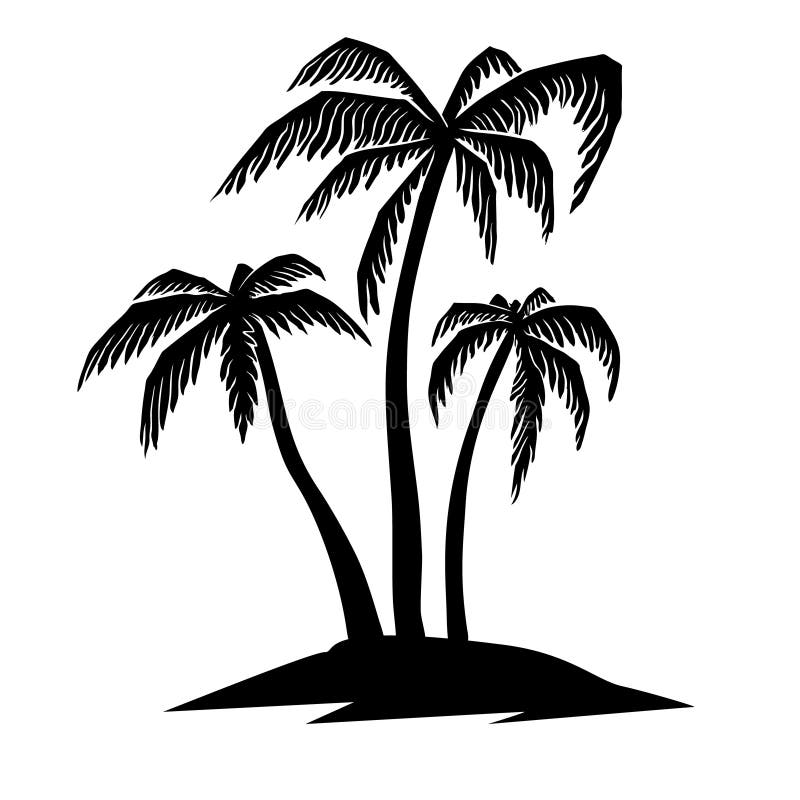 Set of Hand Drawn Palm Tree Illustrations. Design Element for Poster ...