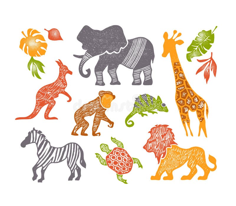 Set of Hand Drawn and Textured