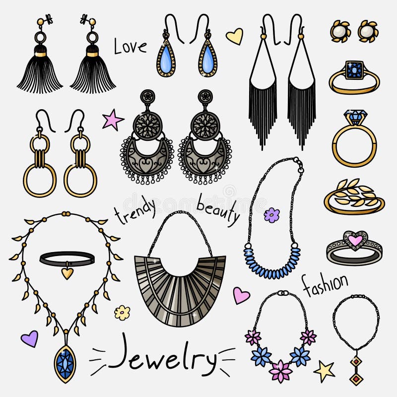 Accessoires de princesse illustration de vecteur. Illustration du earrings  - 25150957