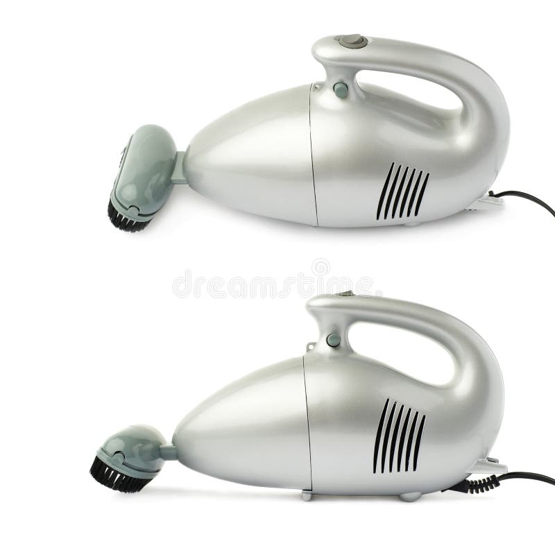Set Of Hand Held Small Vacuum Cleaner Isolated Over The White