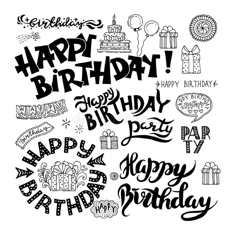 Happy Birthday Calligraphy With Pen - Party decor cake confetti candle ...