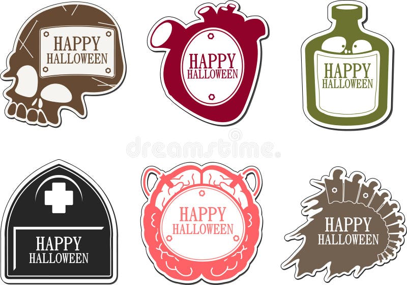 Set of Happy Halloween labels