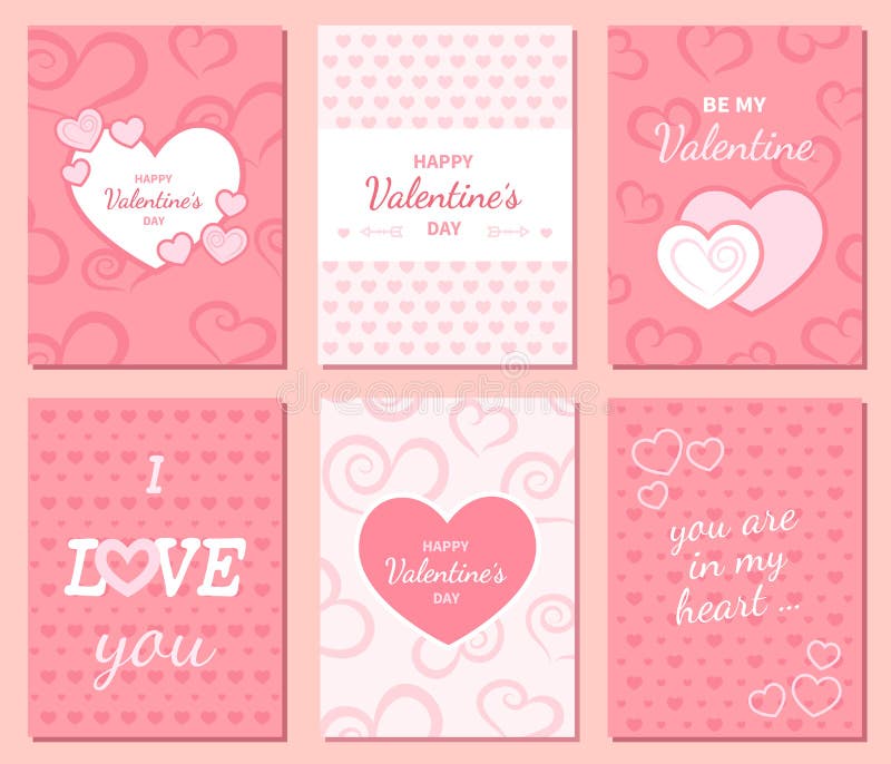 Set of Happy Valentine`s Day greeting and invitation cards. stock illustration Set of Happy Valentine`s Day greeting and invitation cards. stock illustration